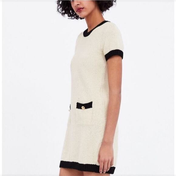 Zara Knit Dress with Contrasting Piping Size Large - Picture 1 of 4